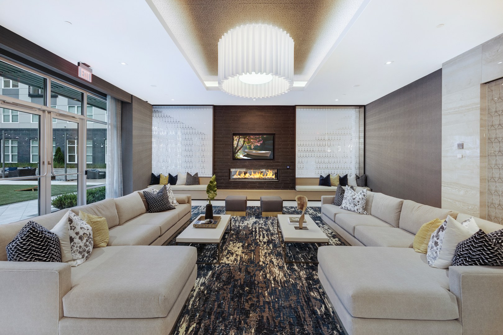 A modern entertaining experience awaits in our clubroom, complete with a spacious kitchen and inviting lounge areas.