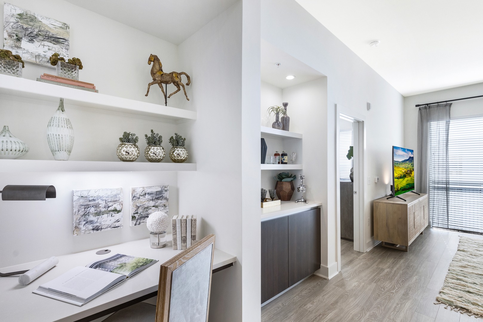 Charming and functional — this built - in nook adds character and comfort to the space .